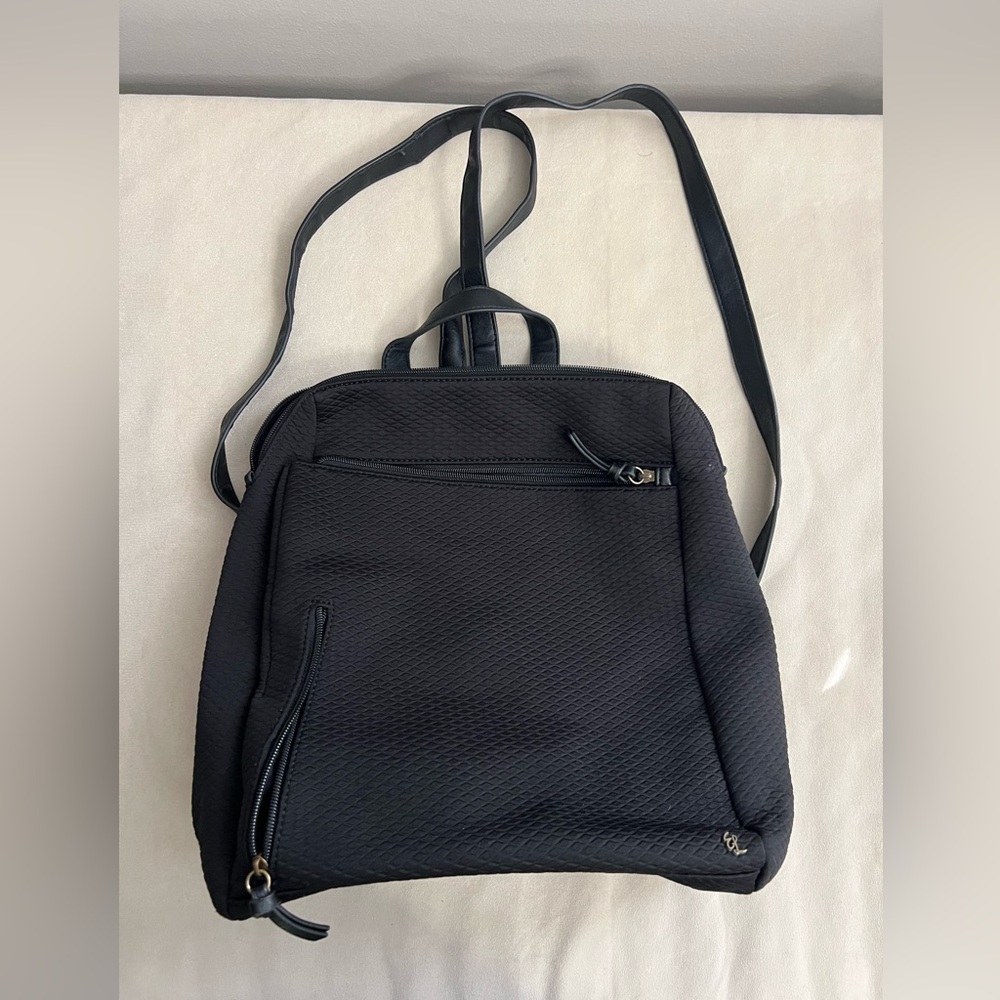 🖤 Elliott Lucca Black Quilted Convertible Backpack Tote Bag